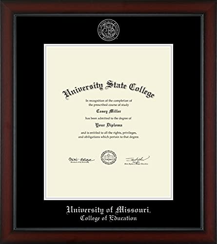 University of Missouri Columbia College of Education - Officially Licensed - Pre-Spring 2021 PhD - Silver Embossed Diploma Frame - Document Size 14" x 17"