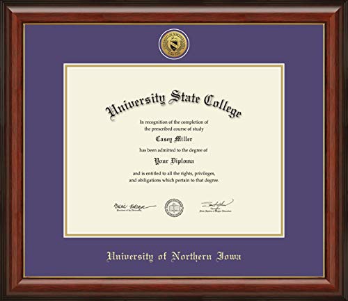 University of Northern Iowa - Officially Licensed - PhD - Gold Medallion Diploma Frame - Document Size 14" x 11"