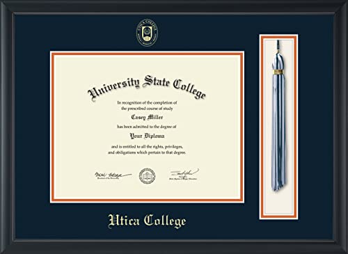 Utica College - Officially Licensed - Bachelor's/Post August 2017 Master's or PhD - Gold Embossed Tassel Diploma Frame - Document Size 11" x 8.5"