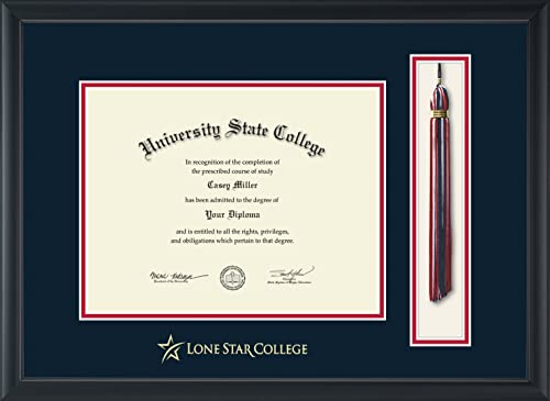 Lone Star College - Officially Licensed - Gold Embossed Tassel Diploma Frame - Document Size 11" x 8.5"