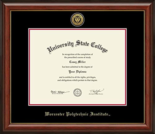 Worcester Polytechnic Institute - Officially Licensed - PhD - Gold Medallion Diploma Frame - Document Size 14" x 11"