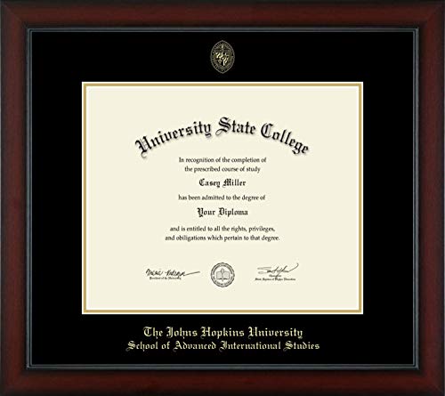 Johns Hopkins University School of Advanced International Studies - Officially Licensed - Gold Embossed Diploma Frame - Document Size 17" x 14"