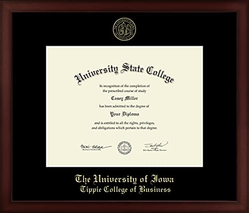 Framerly For The University of Iowa Tippie College of Business - Officially Licensed - Gold Embossed Diploma Frame - Document Size 11" x 8.5"