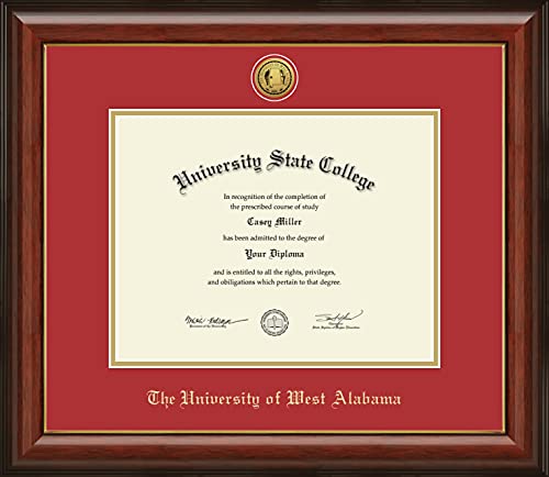 University of West Alabama - Officially Licensed - Gold Medallion Diploma Frame - Document Size 11" x 8.5"