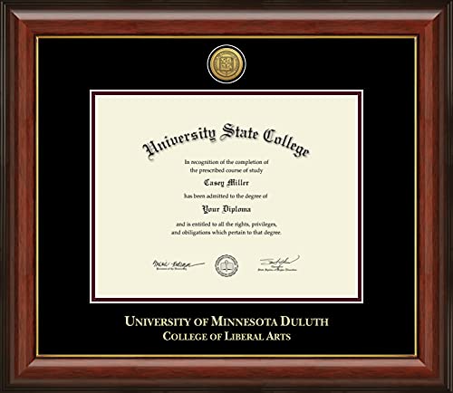 University of Minnesota Duluth College of Liberal Arts - Officially Licensed - Gold Medallion Diploma Frame - Document Size 11" x 8.5"