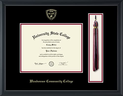 Waubonsee Community College - Officially Licensed - Gold Embossed Tassel Diploma Frame - Document Size 9" x 7"