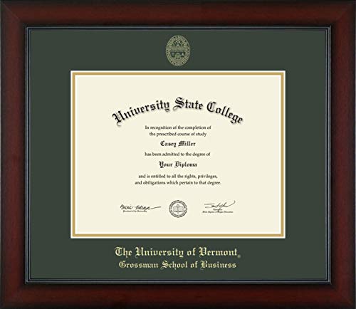 The University of Vermont Grossman School of Business - Officially Licensed - Bachelor's -Gold Embossed Diploma Frame - Document Size 11" x 8.5"