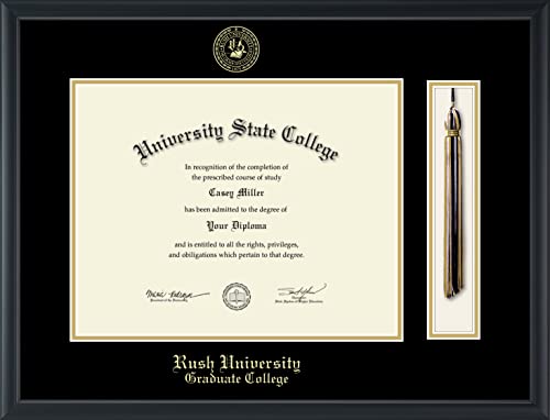 Rush University - Graduate College - Officially Licensed - Gold Embossed Tassel Diploma Frame - Document Size 14" x 11"