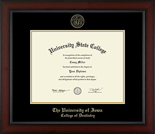 Framerly For The University of Iowa College of Dentistry - Officially Licensed - Gold Embossed Diploma Frame - Document Size 11" x 8.5"