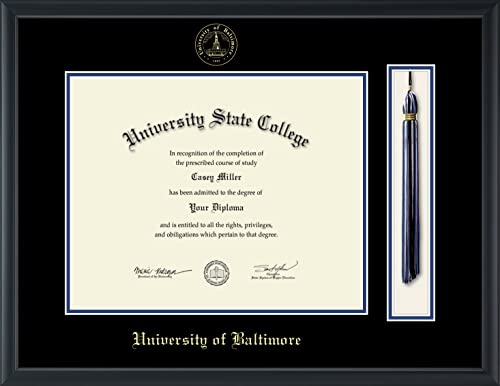 University of Baltimore - Officially Licensed - Gold Embossed Tassel Diploma Frame - Document Size 15" x 12"