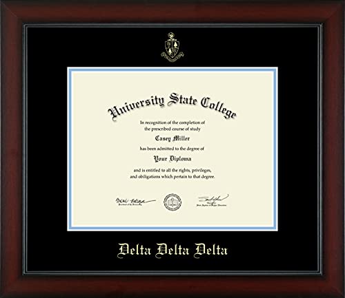 Delta Delta Delta Sorority - Officially Licensed - Gold Embossed Certificate Frame - Document Size 11" x 8.5"