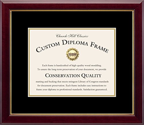 Church Hill Classics Handcrafted Diploma Frame - Featuring Gallery Moulding and Museum-Quality Matting - Diploma Size 11" x 8.5"