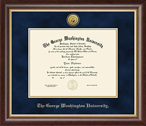 Church Hill Classics The George Washington University - Gold Engraved Medallion - Featuring Hampshire Moulding - Officially Licensed - Diploma Size 11" x 8.5"