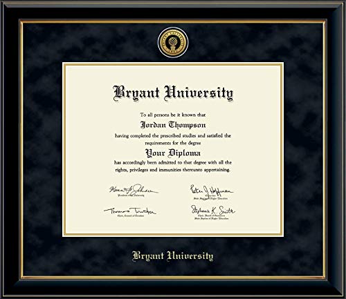 Church Hill Classics Bryant University - Gold Engraved Medallion - Featuring Onyx Gold Moulding - Officially Licensed - Diploma Size 14" x 11"