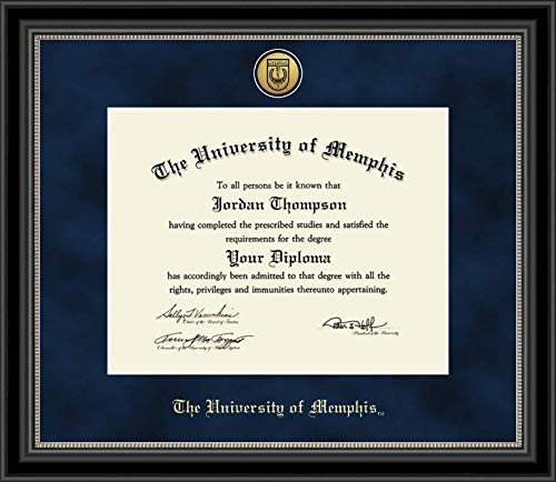 Church Hill Classics University of Memphis - Gold Engraved Medallion - Featuring Noir Moulding - Officially Licensed - Diploma Size 14" x 11"