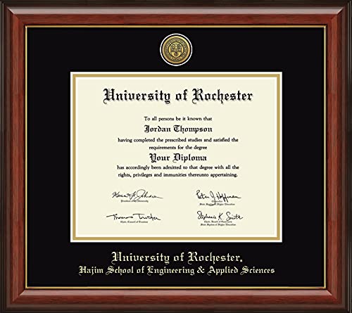 University of Rochester Hajim School of Engineering & Applied Sciences - Officially Licensed - Bachelor's/Master's - Gold Medallion Diploma Frame - Document Size 11" x 8.5"