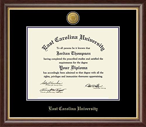 Church Hill Classics East Carolina University - Gold Engraved Medallion - Featuring Hampshire Moulding - Officially Licensed - Diploma Size 14" x 11"