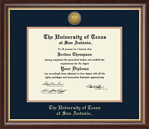 Church Hill Classics The University of Texas at San Antonio - Gold Engraved Medallion - Featuring Hampshire Moulding - Officially Licensed - Diploma Size 14" x 11"