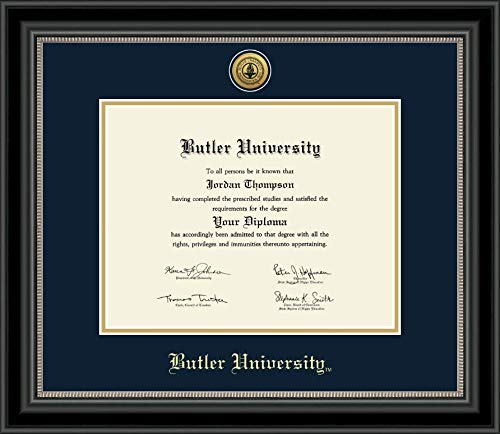 Church Hill Classics Butler University - Gold Engraved Medallion - Featuring Noir Moulding - Officially Licensed - Diploma Size 11" x 8.5"