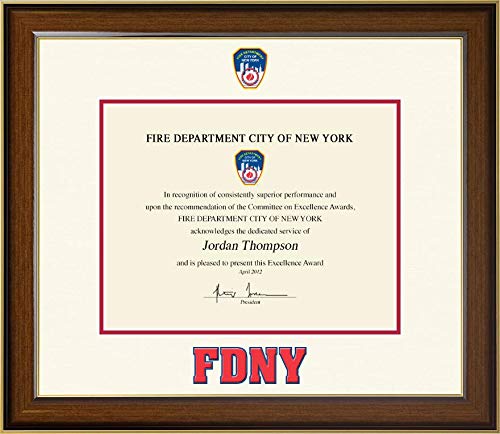 Church Hill Classics Fire Department City of New York Certificate Frame - Dimensions Edition - Featuring Westwood Moulding - Officially Licensed - Document Size 11" x 8.5"