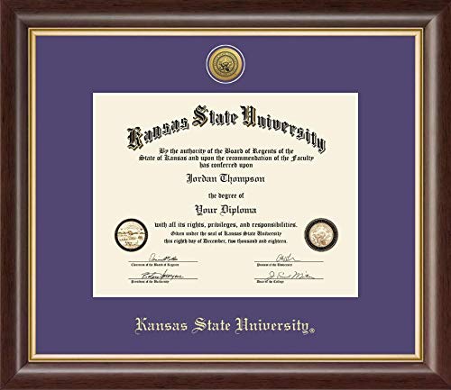 Church Hill Classics Kansas State University - Gold Engraved Medallion - Featuring Hampshire Moulding - Officially Licensed - Diploma Size 11" x 8.5"