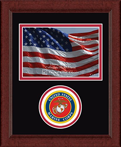 Church Hill Classics U.S. Marines Landscape Frame - Featuring Sierra Moulding and Museum-Quality Matting - Made in USA - Photo Size 4" x 6"