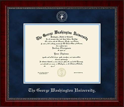 Church Hill Classics The George Washington University - Silver Embossed - Featuring Sutton Moulding - Officially Licensed - Diploma Size 11" x 8.5"