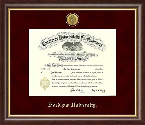 Church Hill Classics Fordham University - Gold Engraved Medallion - Featuring Hampshire Moulding - Officially Licensed - Diploma Size 13" x 10"