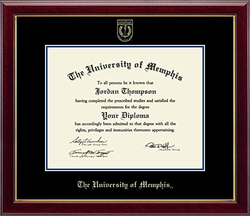 Church Hill Classics The University of Memphis - Gold Embossed - Featuring Gallery Moulding - Officially Licensed - Diploma Size 14" x 11"