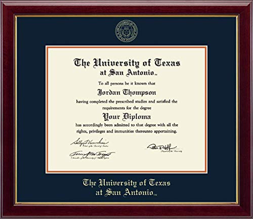 Church Hill Classics The University of Texas at San Antonio - Gold Embossed - Featuring Gallery Moulding - Officially Licensed - Diploma Size 14" x 11"