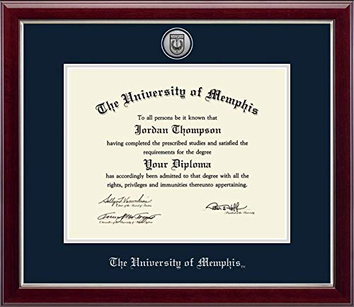 Church Hill Classics The University of Memphis - Silver Engraved Medallion - Featuring Gallery Moulding - Officially Licensed - Diploma Size 14" x 11"