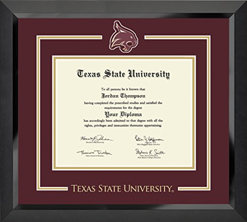 Church Hill Classics Texas State University - Spirit Medallion - Featuring Eclipse Moulding - Officially Licensed - Diploma Size 14" x 11"