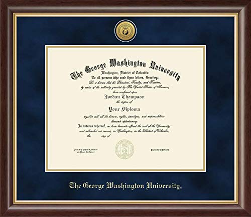 Church Hill Classics The George Washington University - Gold Engraved Medallion - Featuring Hampshire Moulding - Officially Licensed - Diploma Size 14" x 11"