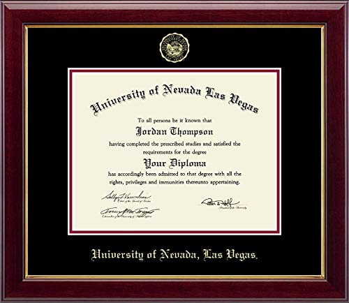 Church Hill Classics University of Nevada Las Vegas - Gold Embossed - Featuring Gallery Moulding - Officially Licensed - Diploma Size 11" x 8.5"