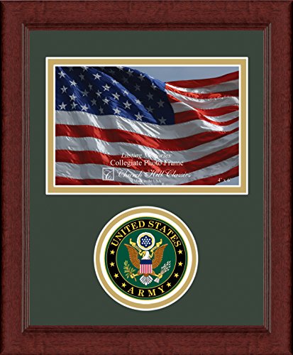 Church Hill Classics U.S. Army Landscape Frame - Featuring Sierra Moulding and Museum-Quality Matting - Made in USA - Photo Size 4" x 6"