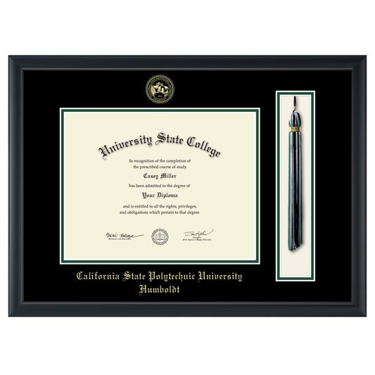 Framerly Officially Licensed for California State Polytechnic University Humboldt - Gold Embossed Tassel Diploma Frame - Document Size 11" x 8.5"